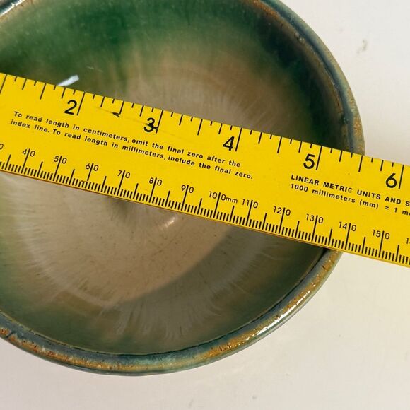 Handmade Green Glazed Pottery Apple Baker Signed 2014 - Picture 5 of 6